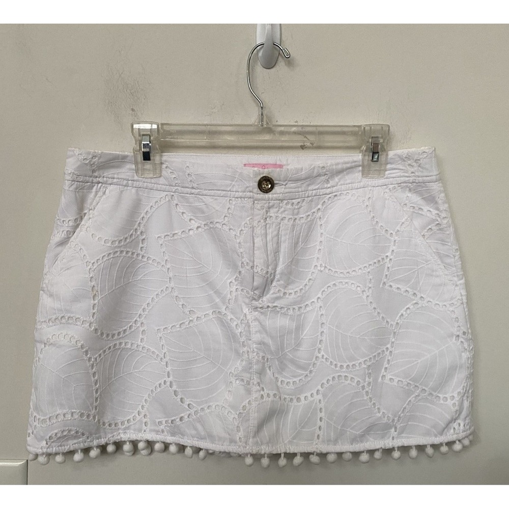 Lilly‎ Pulitzer Lorelie Skort, Resort White Leaf Eyelet Size 10 EUC! $88